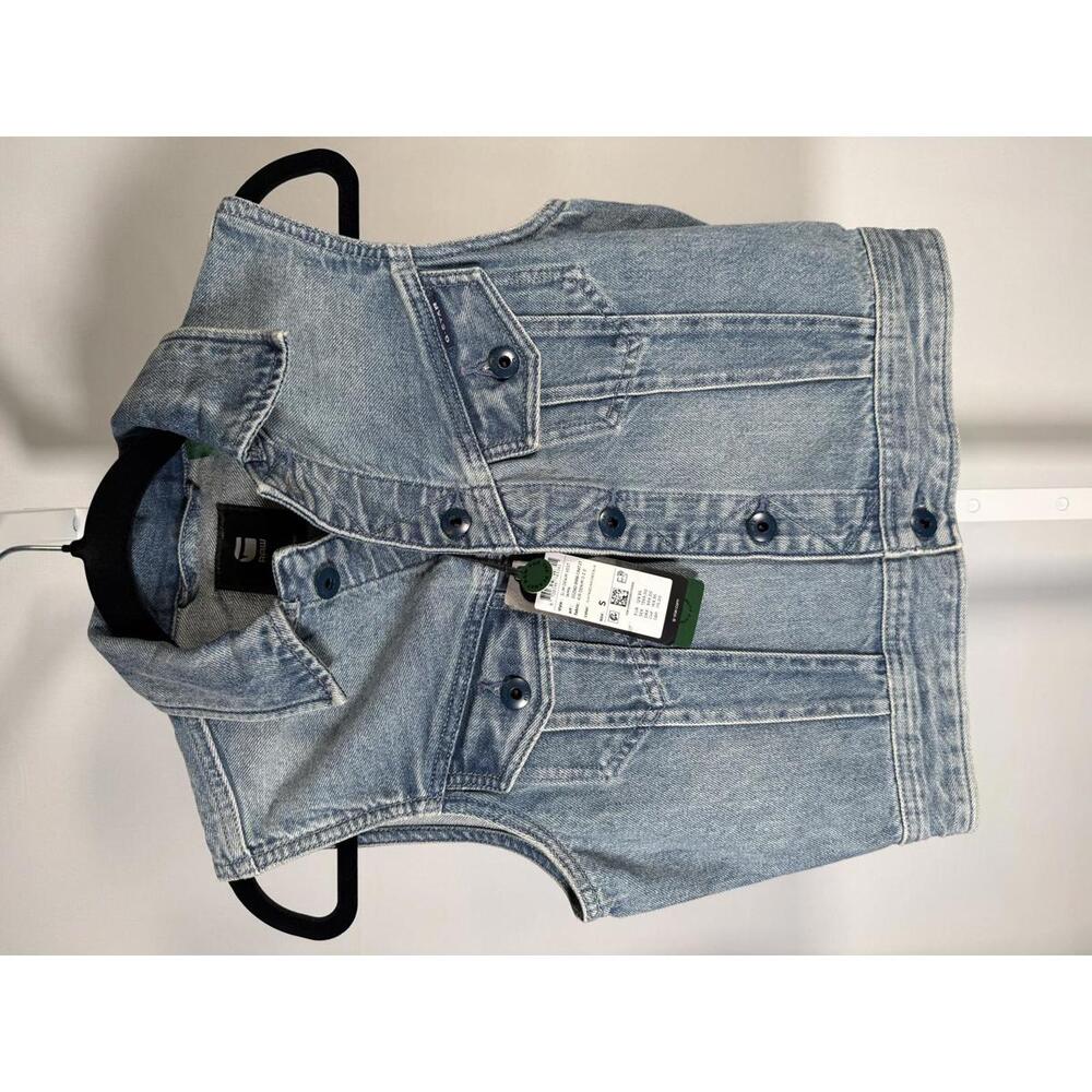 NWT G-Star RAW Women’s Slim Denim Vest Sun Faded Air Force Blue Size Small - Picture 4 of 7